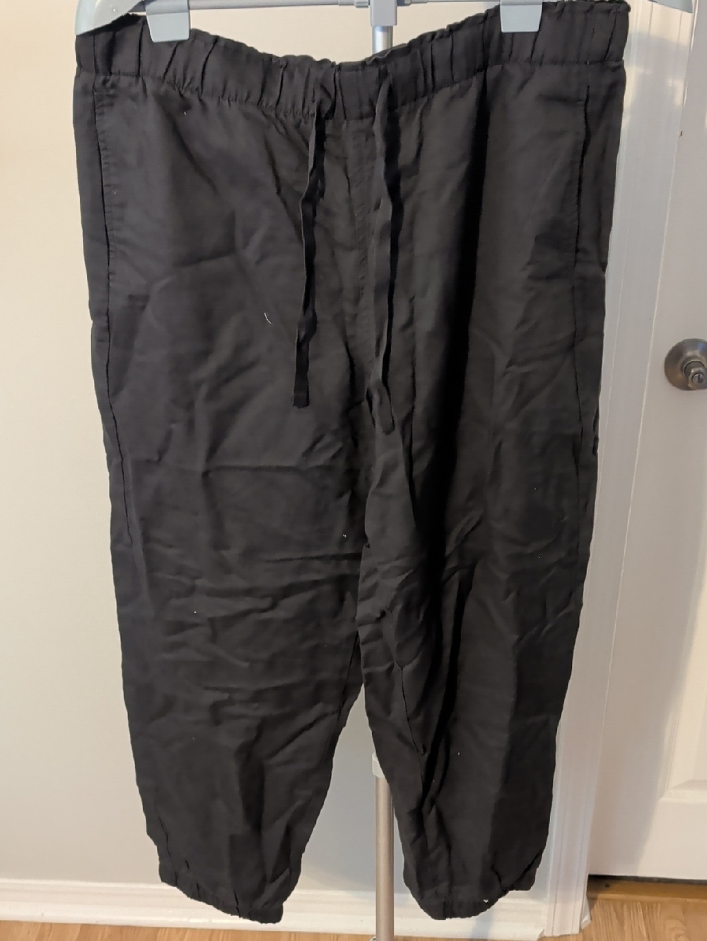 Women's Black Elastic Waist Drawstring Pants